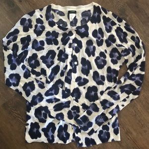 JCrew lightweight cardigan. Blue print - cheetah or watercolor flowers